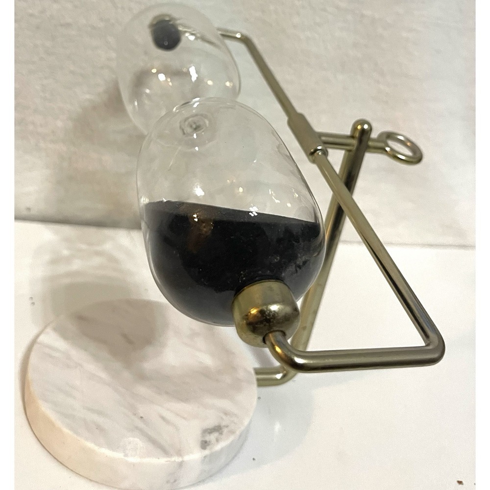 vintage hourglass sand timer with marble base And Brass Hardware See Details - Picture 2 of 6